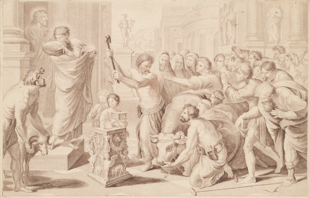 Le sacrifice à Lystre | George Baxter | Estampe d'art
