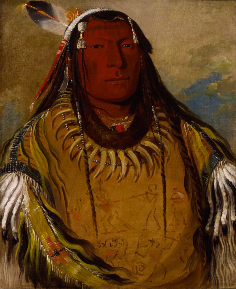 Pa-ris-ka-roó-pa, deux corbeaux, un chef - George Catlin