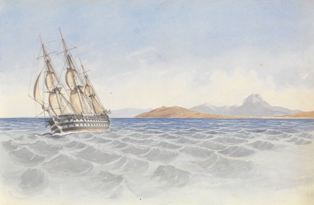 HMS 'Bellerophon' au large du Cap Carthage, 26 avril 1852