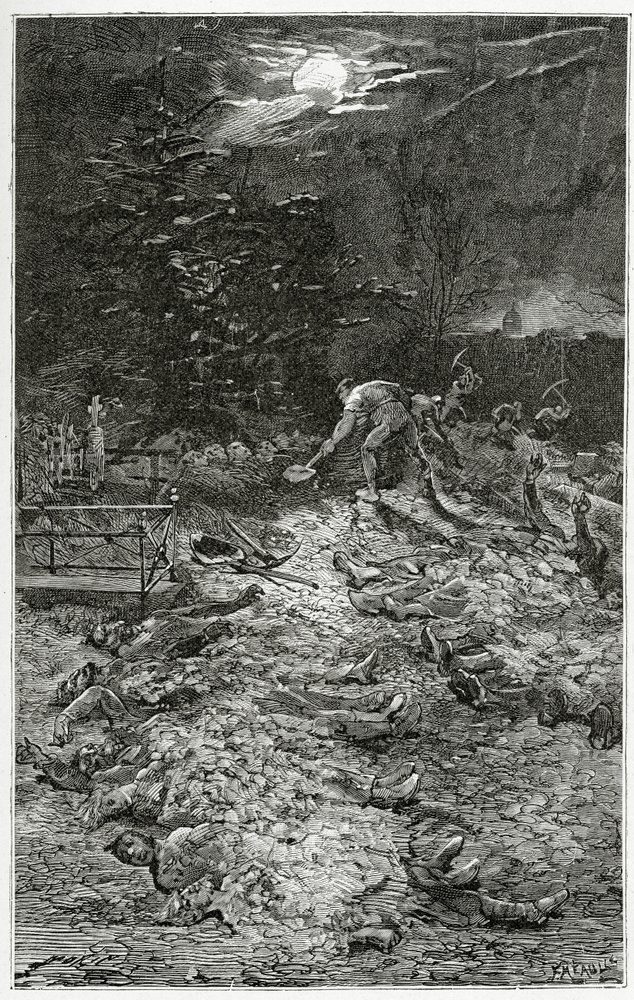 Cimetière de Montmartre - illustration de Napoléon le Petit, 19ème siècle - Georges Marie Rochegrosse