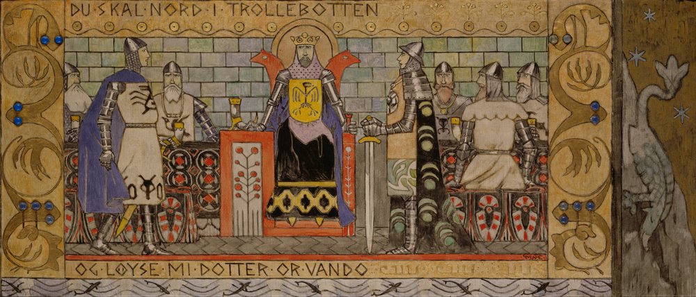 Åsmund dans la salle du roi - Gerhard Munthe
