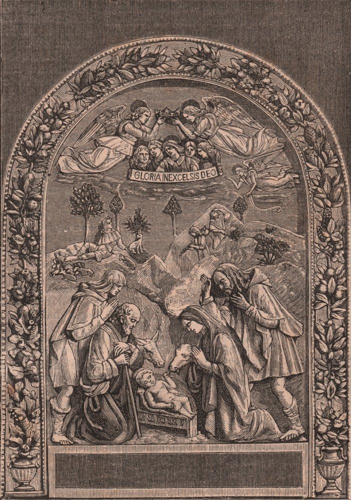 Nativité par Giovanni della Robbia (1469-1529 ou 1530), Pinacothèque de Città di Castello, Ombrie, Italie, gravure sur bois de Le cento città d