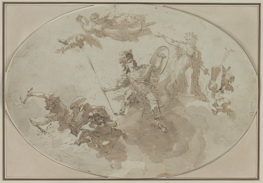 Étude de plafond : Allégorie de la paix et de la guerre - Giuseppe Bernardino Bison