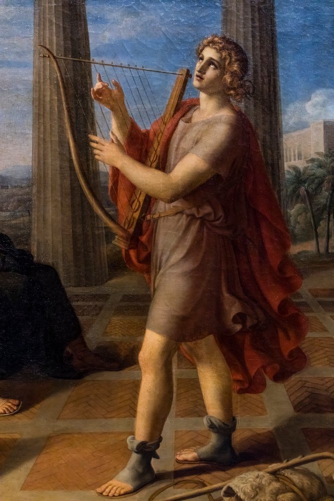 David jouant devant Saül, détail - Gottlieb Schick