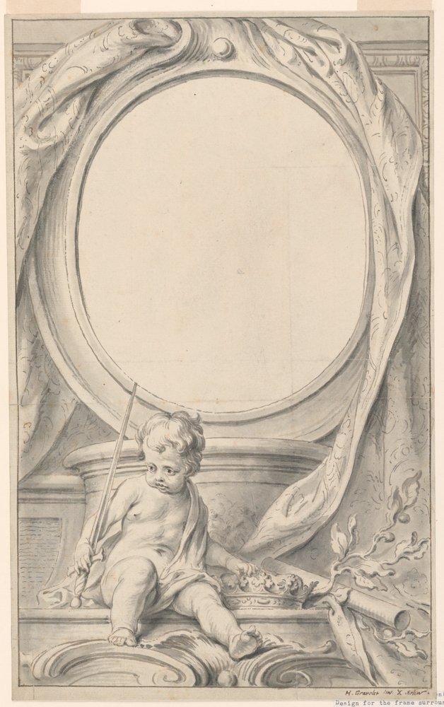Conception pour cadre entourant le portrait de William Russell, premier ...