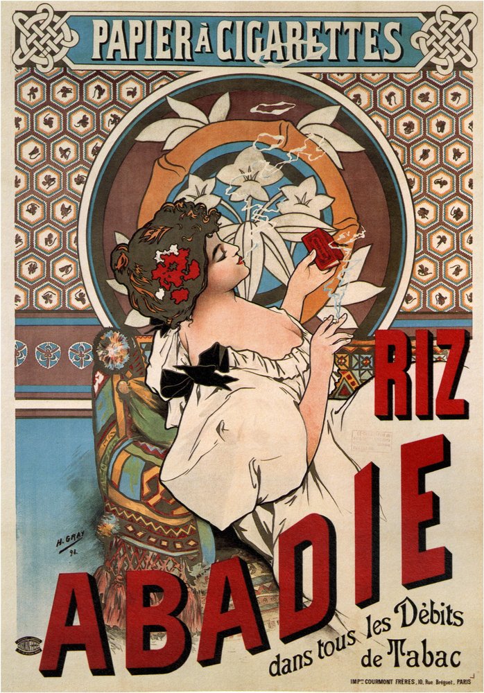 Affiche publicitaire pour le papier de soie Abadie, 1898 - Gray