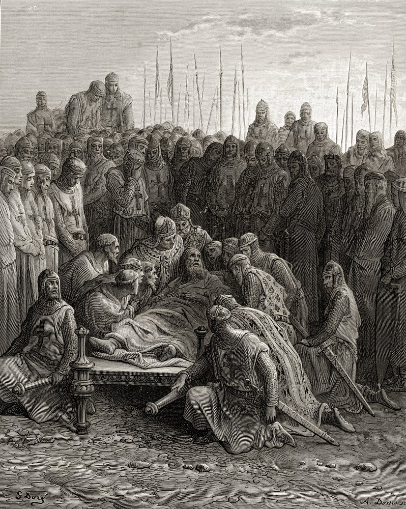 Mort de Baudouin Ier (1171-1205) le roi latin de Jérusalem, illustration de 
