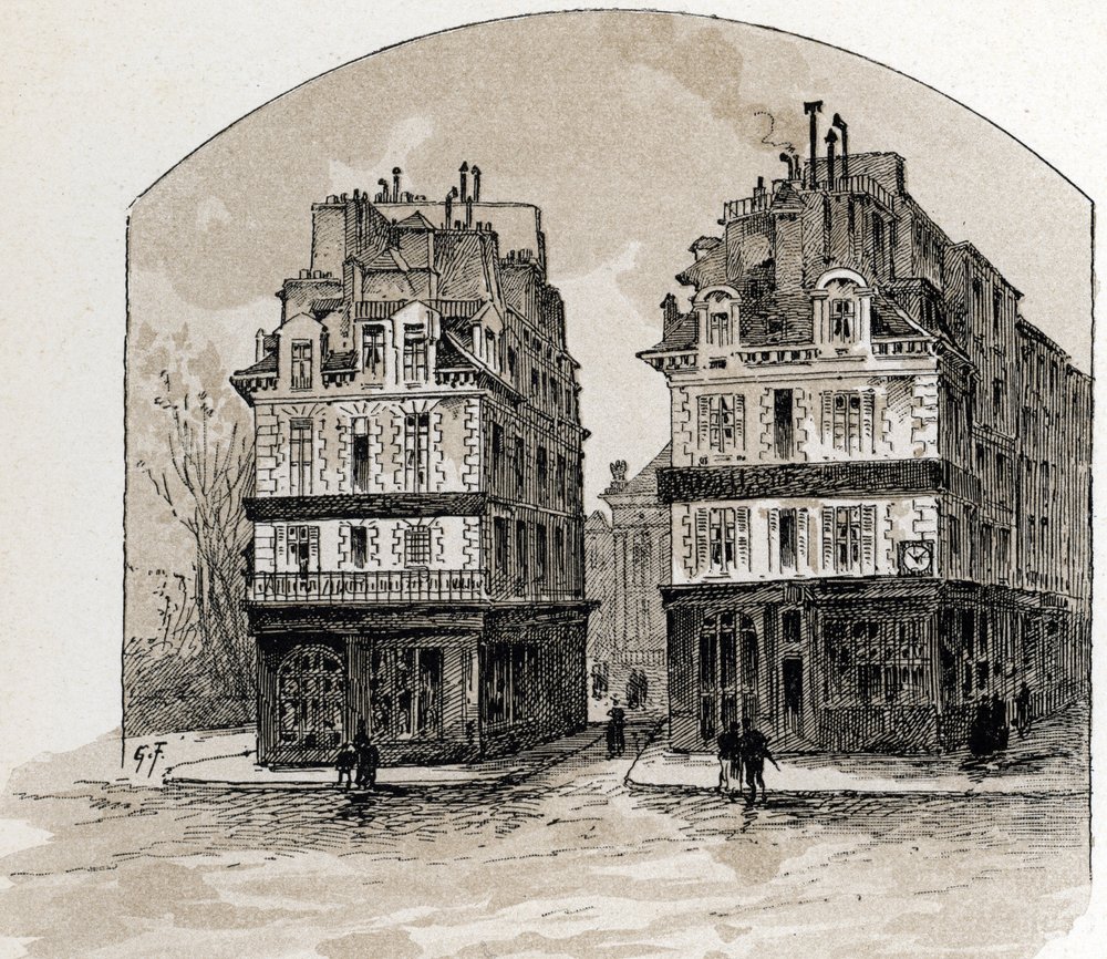 Vue des vieilles maisons du Pont-Neuf à Paris (dessin de Gustave Fraipont) - Gustave Fraipont