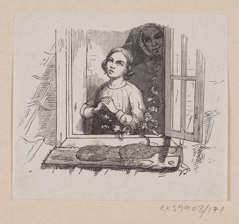 Illustration pour "Cinq dans une cosse de pois" dans H.C. Andersen, "Contes et histoires", Tome 2 - H.P. Hansen