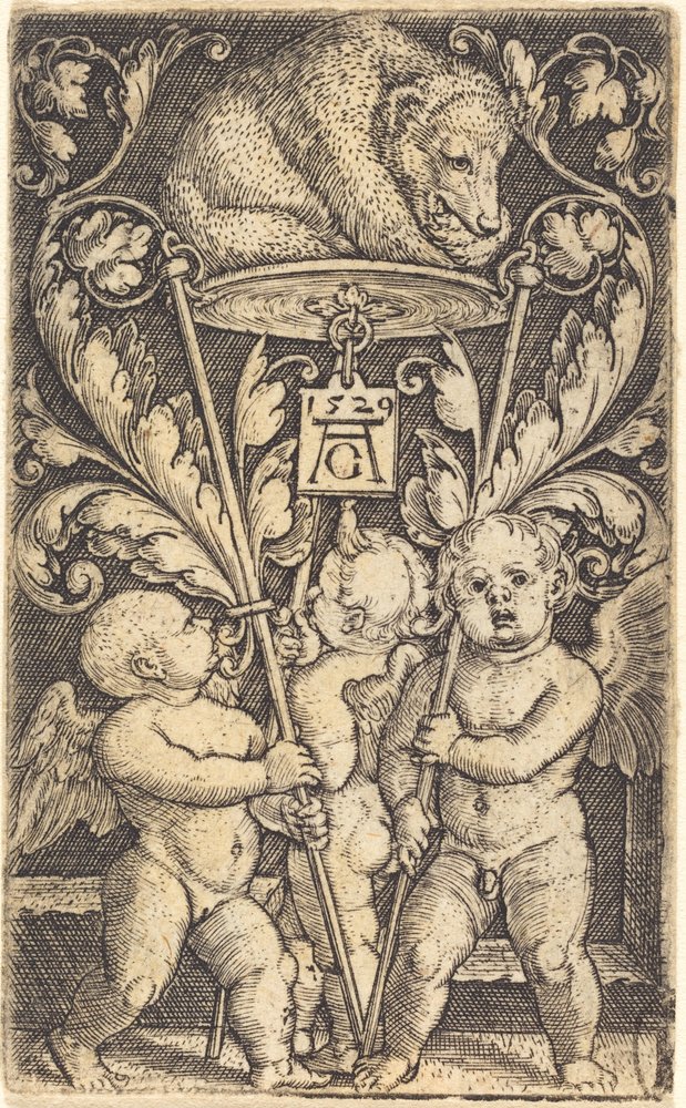 Trois cupidons et un ours, 1529 - Heinrich Aldegrever