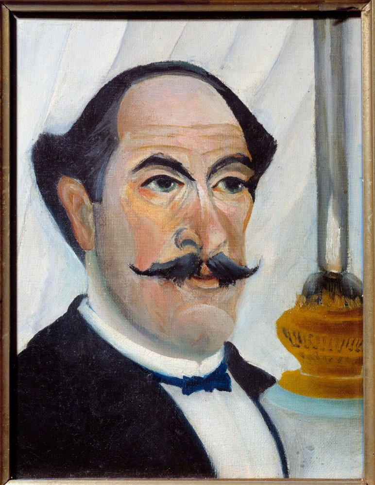 Autoportrait avec lampe Peinture par Henri Rousseau dit Le Douanier ...
