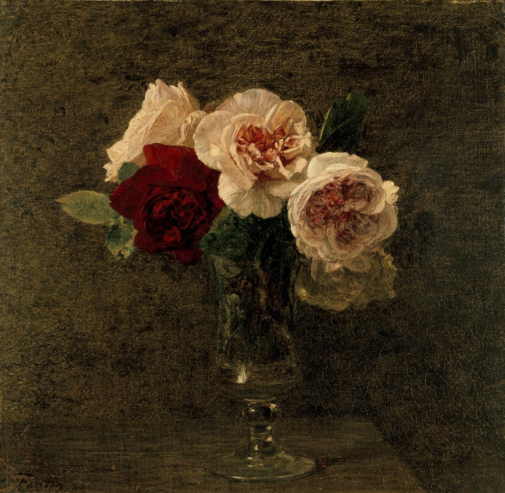 Nature morte de roses roses et rouges, 19ème siècle