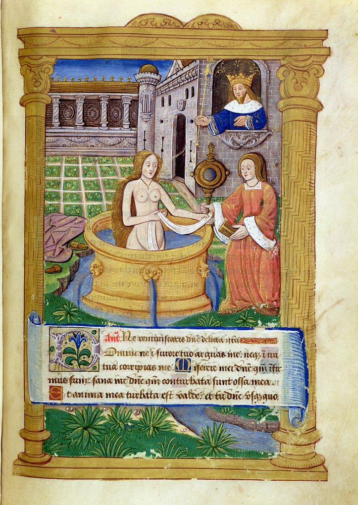 Ms Lat 623 P.6.23 f.49r David et Bethsabée, du 'Office de la Vierge' - Italian School