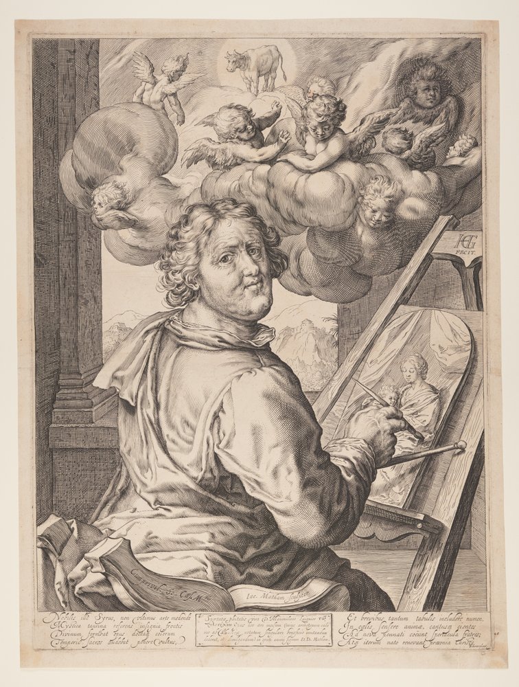 Saint Luc peignant la Vierge | Jacob Matham | Estampe d'art