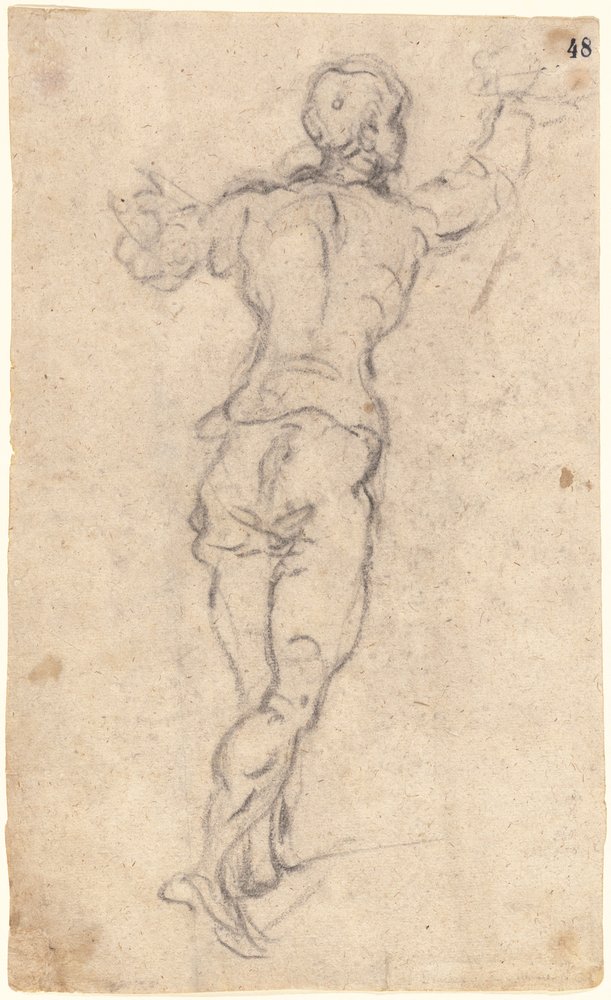 Un jeune homme marchant avec les bras levés, vu de dos - Jacopo Robusti Tintoretto