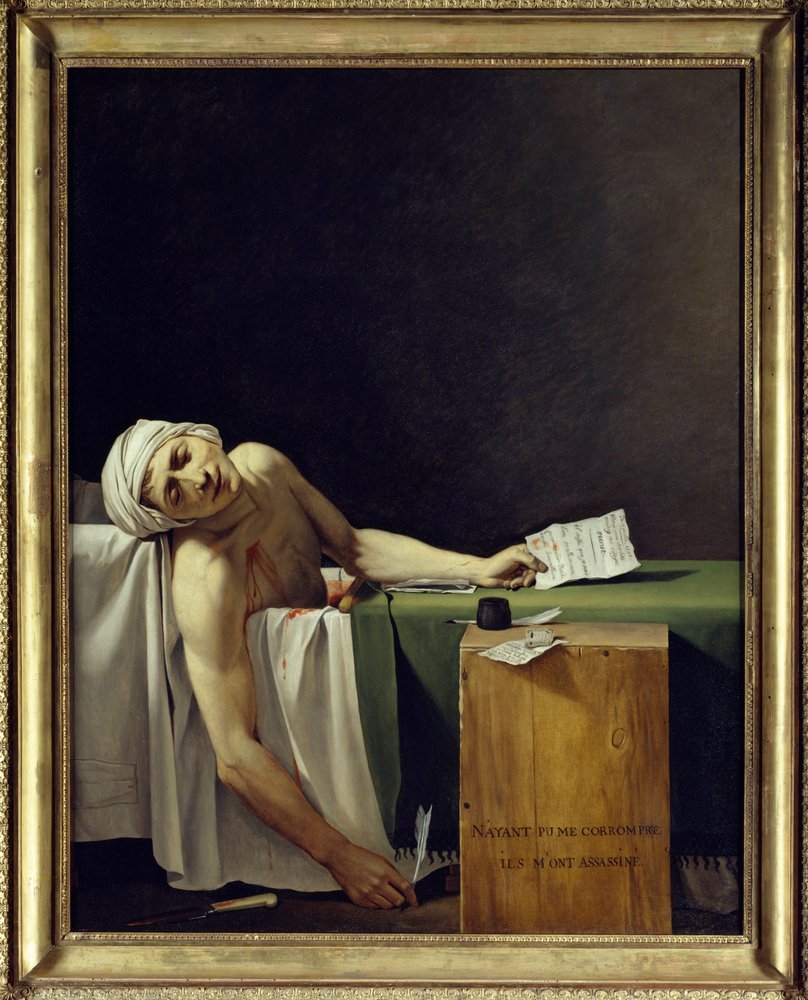 La Mort de Marat (Jean Paul Marat (1743-1793) assassiné). 1793. H. 1,62 x 1,3 m. Musée du Louvre, Paris - Jacques Louis David