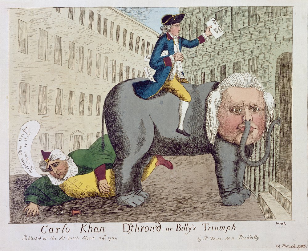 Carlo Khan détrôné ou le triomphe de Billy, Londres, 24 mars 1784 (gravure en couleur) - James Sayers