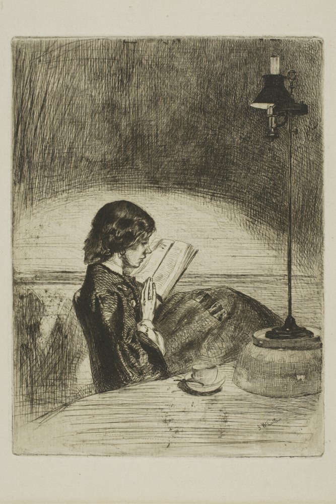 Lecture à la lumière de la lampe - James McNeill Whistler