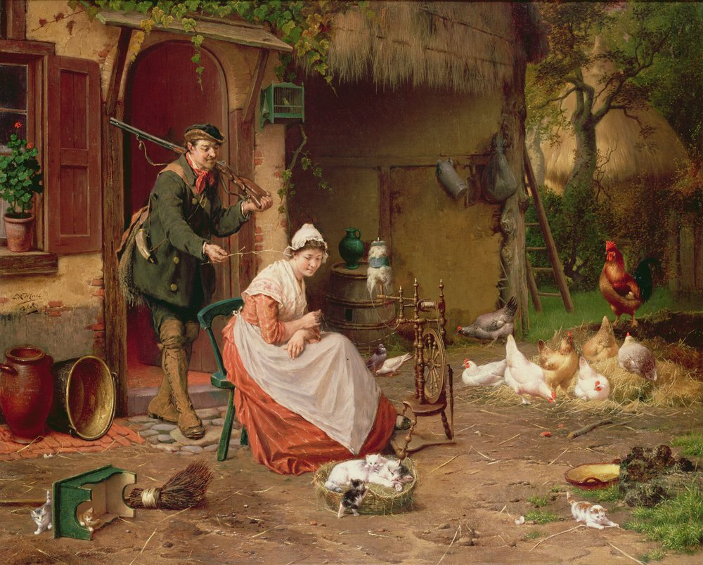 Scène de cour de ferme, 19e siècle - Jan David Cole