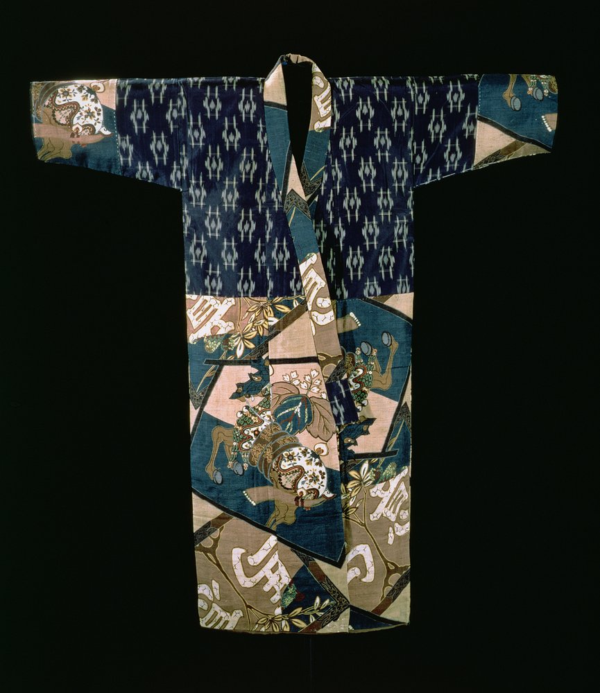 Nagajuban sous-kimono pour garçon avec un motif de chevaux caparaçonnés, période Showa, avant 1950 - Japanese School