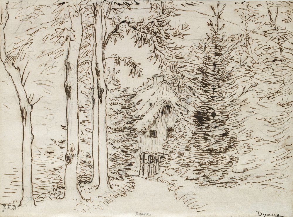 Chemin à travers les bois vers une maison au toit de chaume, 1866 - Jean-Francois Millet