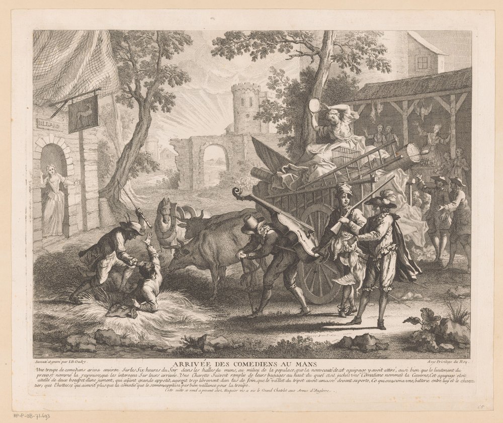 Arrivée des comédiens au Mans (Scènes du Roman Comique de Scarron) - Jean-Baptiste Oudry