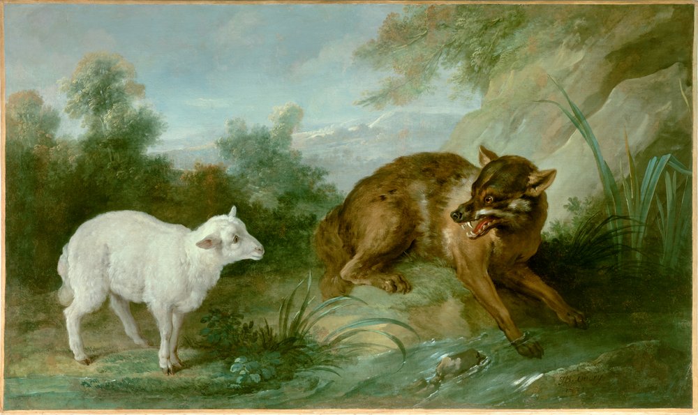 Le loup et l'agneau (illustration d'une fable de Jean de La Fontaine)