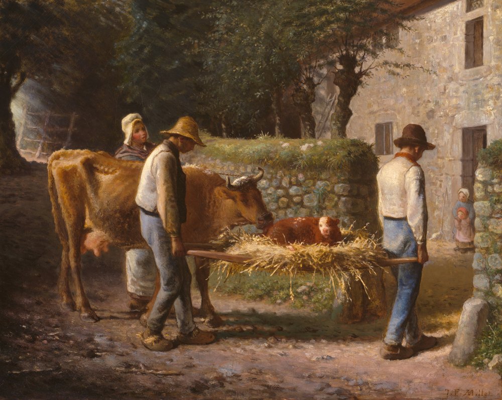 Paysans ramenant un veau né dans les champs, 1864 - Jean-Francois Millet