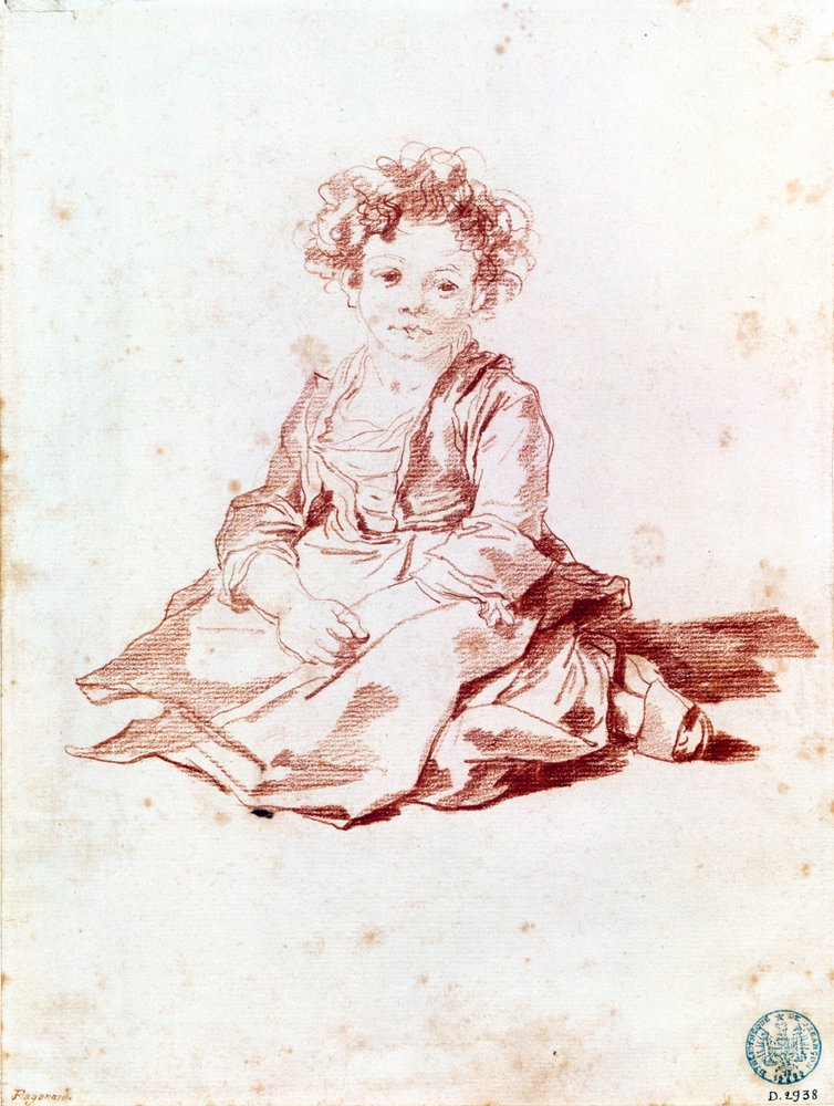 Petite fille assise par terre - Jean-Honore Fragonard