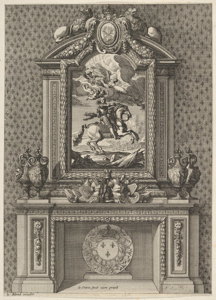 Cheminée avec une Peinture de Louis XIV au-dessus du Manteau, de 