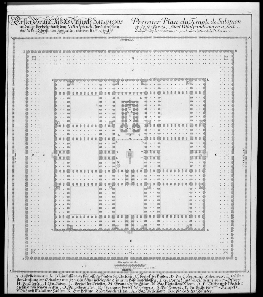 Plan du Temple de Salomon, Jérusalem, tiré de « Entwurf einer historischen Architektur », 1721 - Johann Bernhard Fischer von Erlach