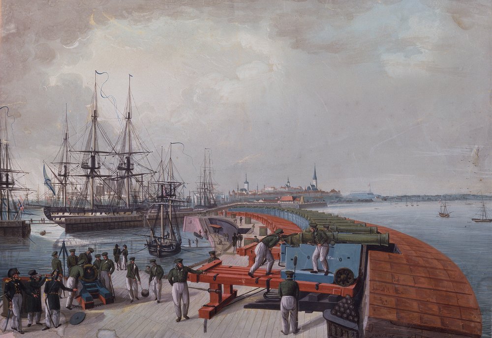 Vue de Revel, le port et l'artillerie côtière russe, 1817 - Johann Gau