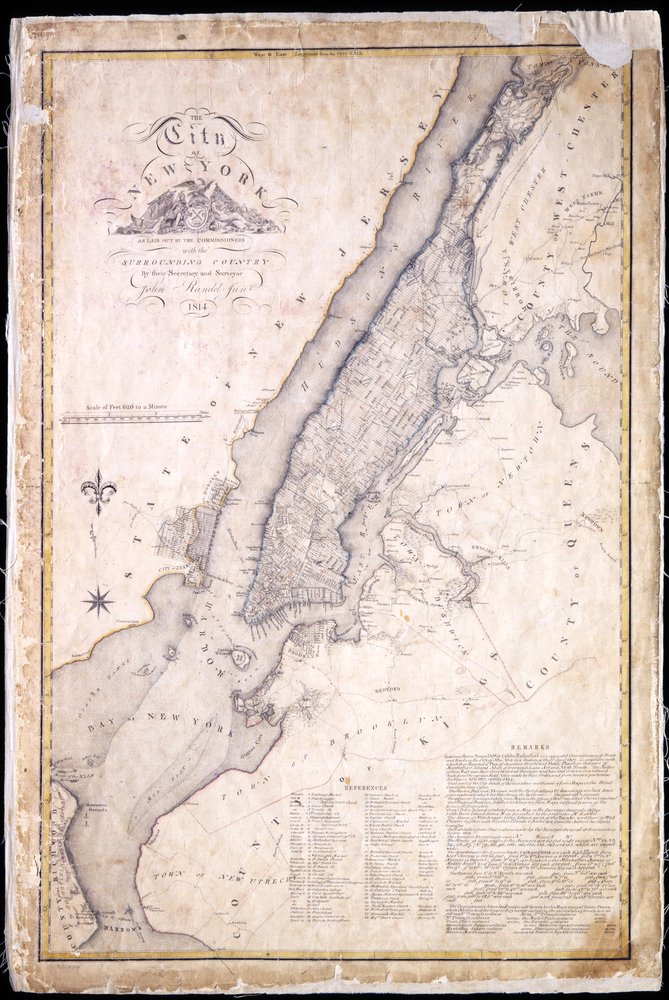 La ville de New York, telle que tracée par les commissaires avec la campagne environnante, par leur secrétaire et arpenteur John Randel, Jr., 1814 - John Jr. Randel