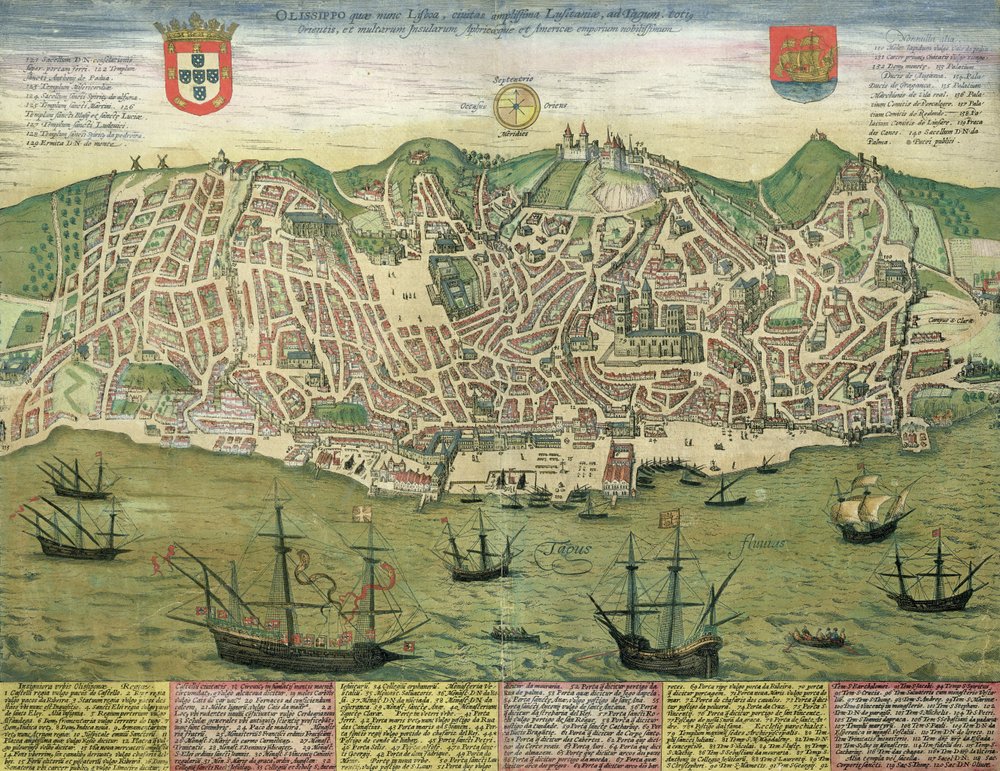 Carte de Lisbonne, tirée de « Civitates Orbis Terrarum » de Georg Braun (1541-1622) et Frans Hogenberg (1535-90), vers 1572 - Joris Hoefnagel