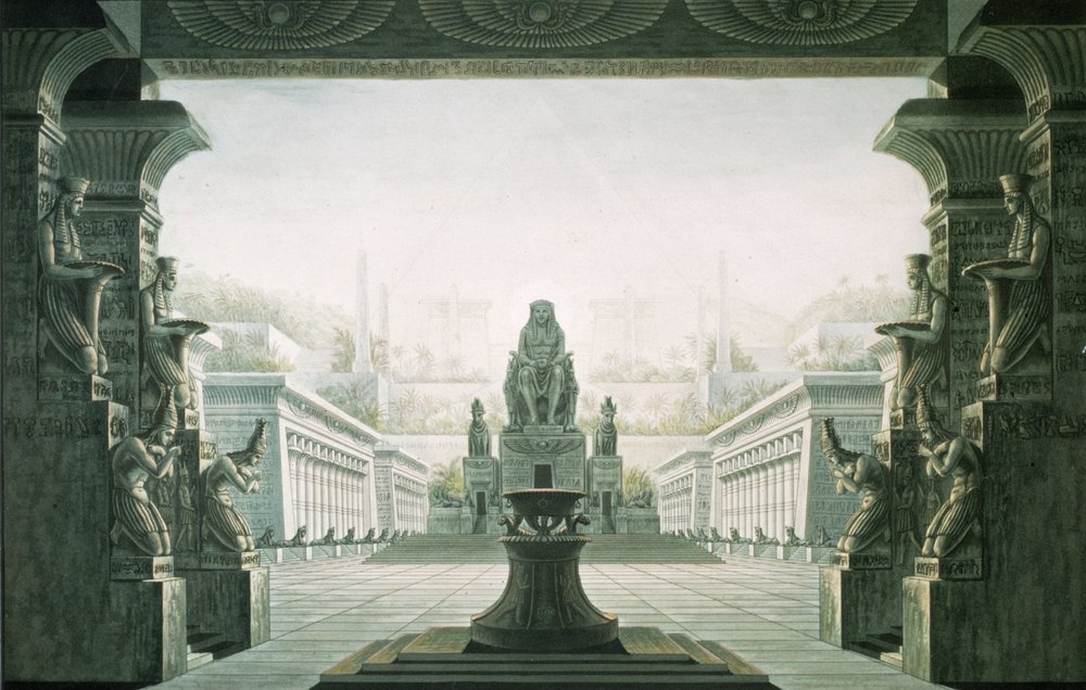 Décor pour la dernière scène de « La Flûte enchantée » de Wolfgang Amadeus Mozart (1756-91) - Karl Friedrich Schinkel