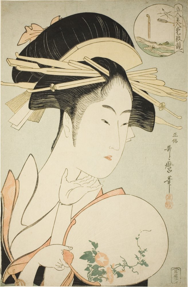 Kisegawa du Matsubaya, de la série "Comparaison des charmes de cinq beautés" - Kitagawa Utamaro