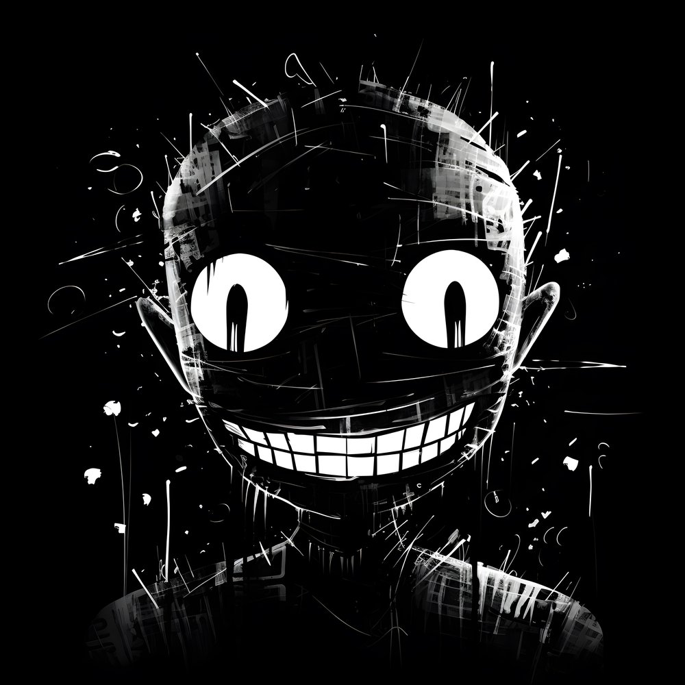 le visage souriant est dessiné sur papier noir 2 - Kurt Heppke