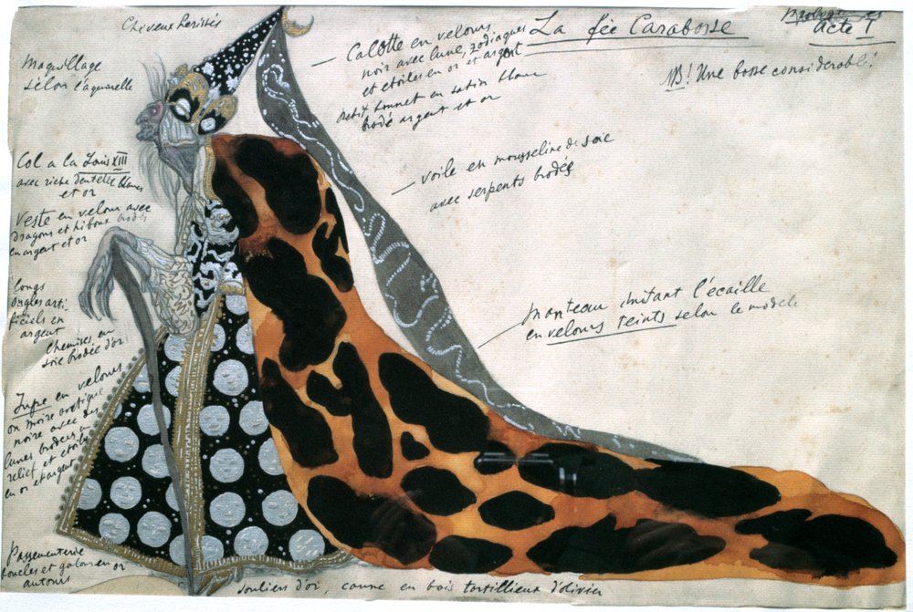 La fée Carabosse, projet de costume pour le ballet La Belle au bois dormant de Tchaïkovski, début du XIXe siècle - Leon Bakst