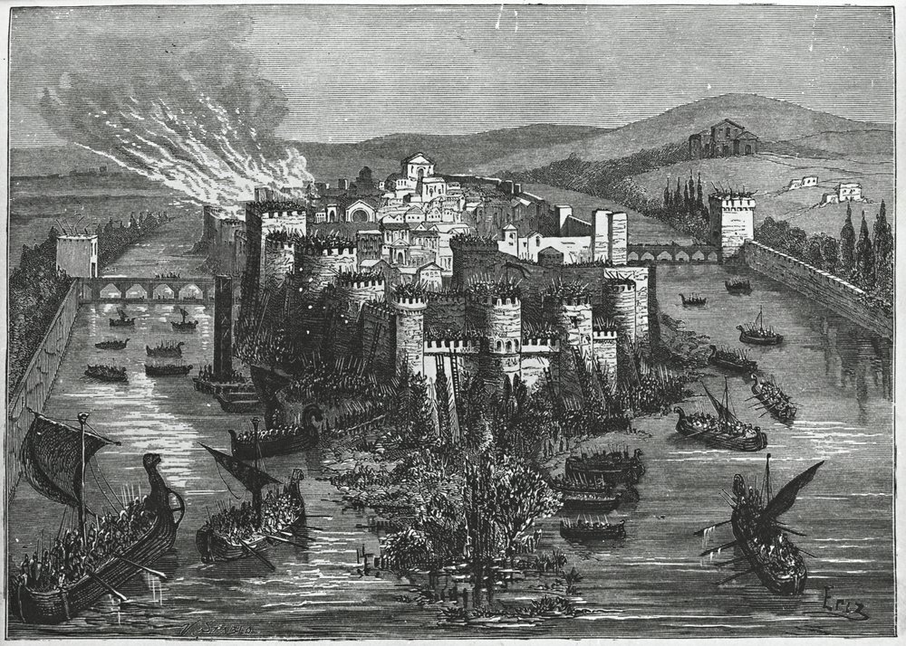 Les Vikings assiégeant Paris en 845 (gravure) - Unbekannt Unbekannt