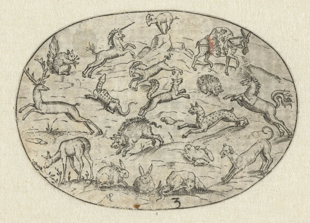Ovale avec dix-huit animaux - Martin Pleginck