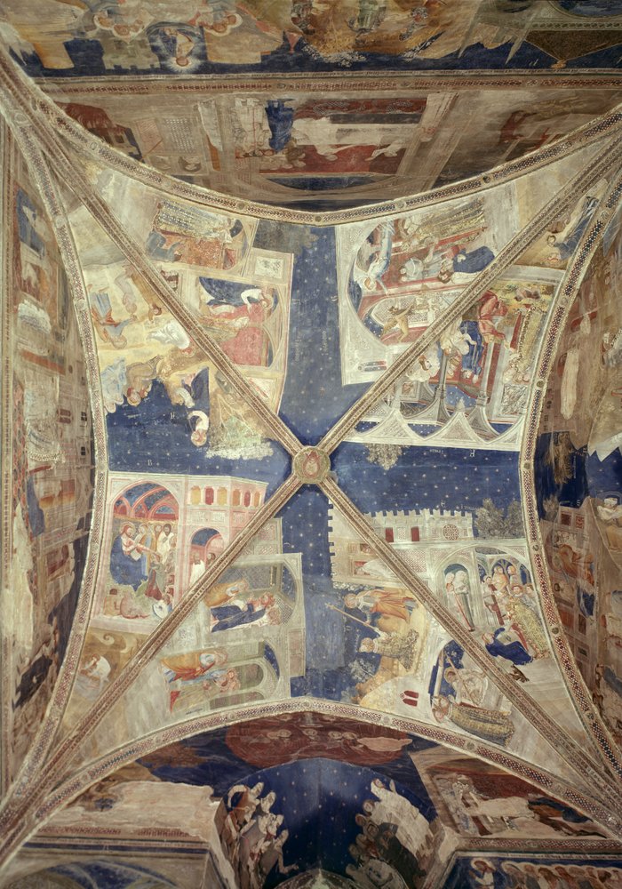 Vue du plafond de la chapelle du Tinel avec des scènes de la vie de Saint Martial, 1344-45 - Matteo di Giovanetto da Viterbo