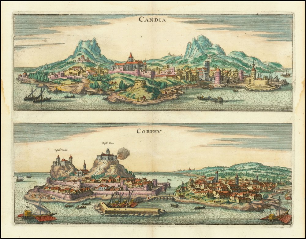 Candia, Corphu | Matthaus Merian | Estampe d'art