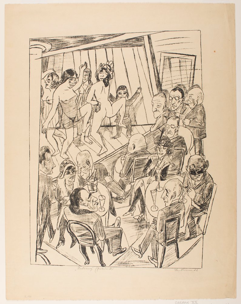 Strip-tease, planche 4 de la série « Voyage à Berlin 1922 » - Max Beckmann
