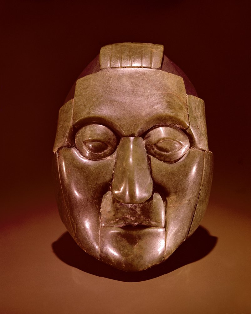 Masque en mosaïque représentant un vieil homme, de la tombe de Ruz sous le Temple des Inscriptions à Palenque, Chipas - Mayan