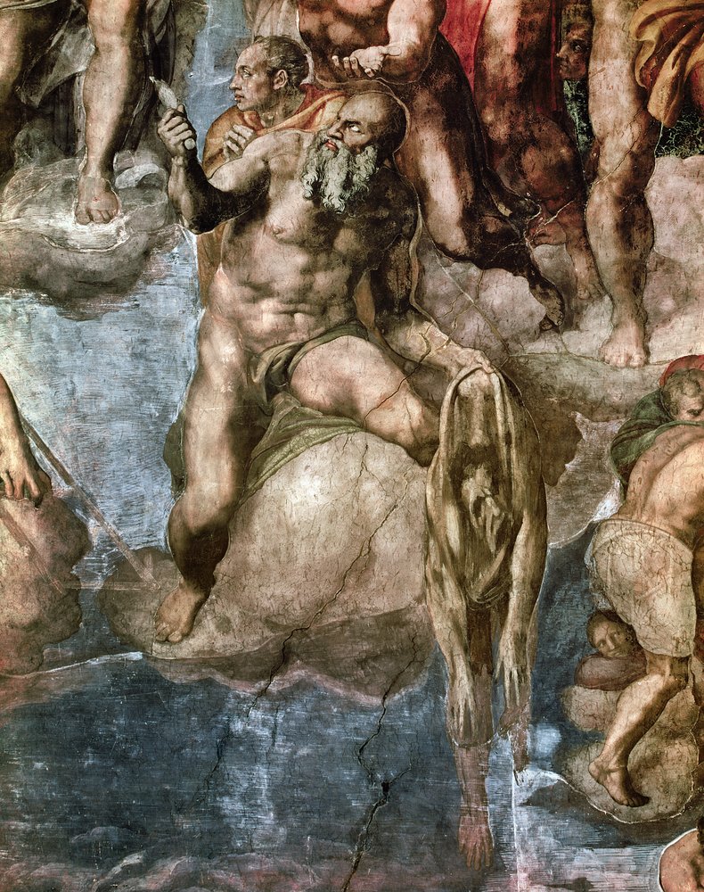 Plafond de la chapelle Sixtine : Le Jugement dernier (détail de Saint Barthélemy tenant sa peau écorchée) - Michelangelo Buonarroti