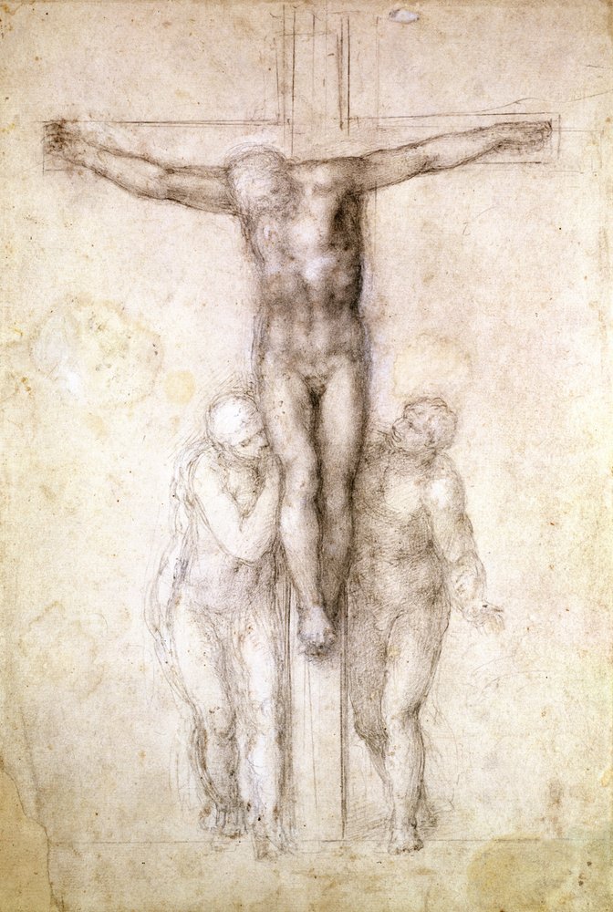 Étude du Christ en croix entre la Vierge et Saint Jean l