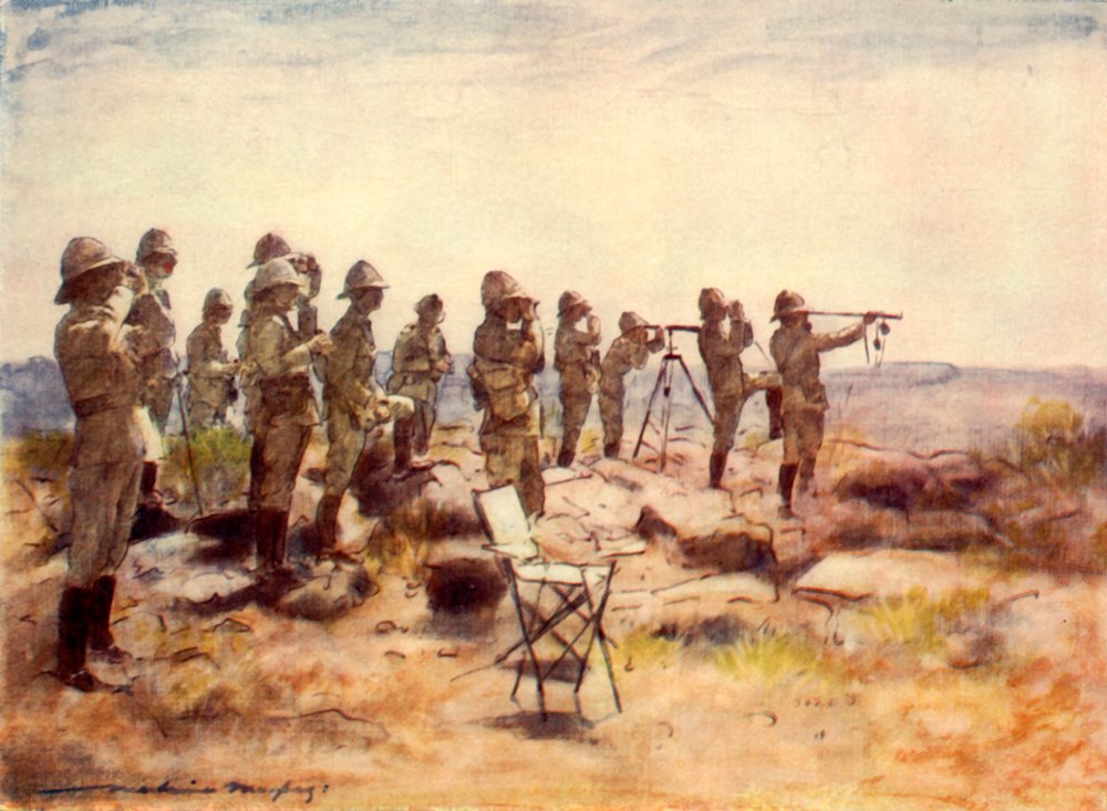 Lord Roberts et son état-major regardant la bataille d'Osfontein, 1900 - Mortimer L Menpes