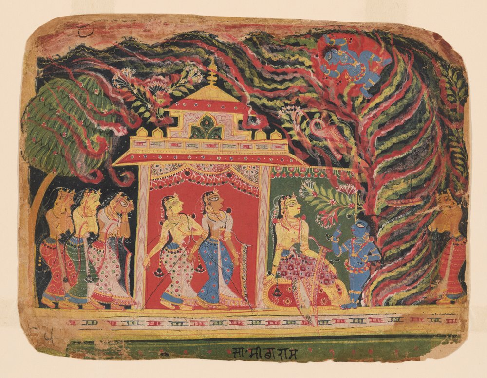 Krishna vainc Trinavarta, le démon tourbillon, tiré d