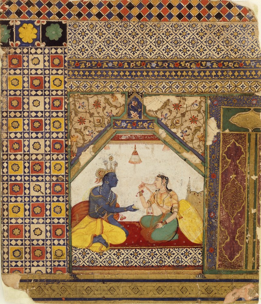 Rama essayant de justifier à Sita sa répudiation, vers 1595 - Mughal School
