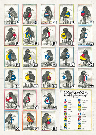 Oiseaux signaux - Alphabet des drapeaux - Ole West